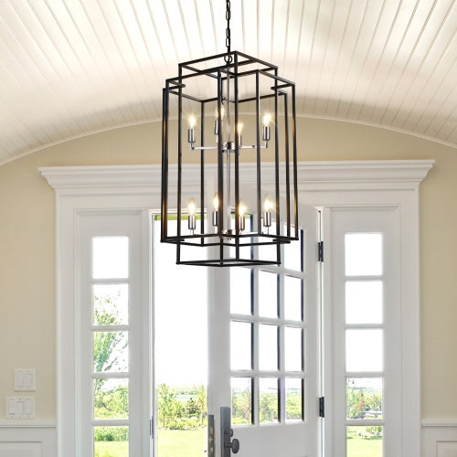 8 Lantern Tiered Chandeliers, Industrial Farmhouse Chandeliers