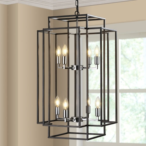 8 Lantern Tiered Chandeliers, Industrial Farmhouse Chandeliers