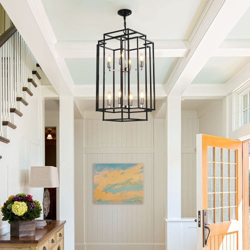 8 Lantern Tiered Chandeliers, Industrial Farmhouse Chandeliers