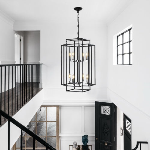 8 Lantern Tiered Chandeliers, Industrial Farmhouse Chandeliers