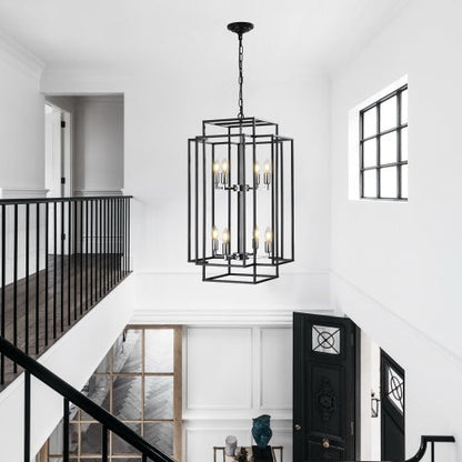 8 Lantern Tiered Chandeliers, Industrial Farmhouse Chandeliers